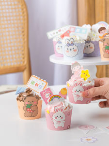 High-Temperature Resistant Paper Cup Cake Cups Cute Cartoon Design Ideal for Baking And Oven Use Childrens Day Special