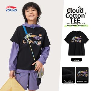 LI-NING KIDS | Childrens Cotton Short-sleeve T-shirt Summer Sportswear