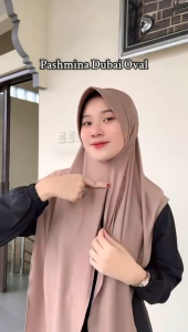 Jilbab Pashmina Instan Dubai Oval Pet Jersey / Kerudung Instan Pasmina Oval Jersey Premium