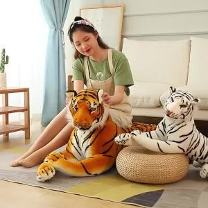 50/75CM Giant Lifelike Tiger Plush Toys Soft Wild Animals Simulation White Brown Tiger Jaguar Doll Children Kids Birthday Gifts