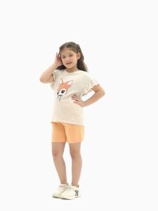 Bộ quần áo bé gái Bigfox Miss Meow size đại mùa hè cộc tay in nai nhỏ xinh style Hàn cỡ 3691011 tuổi 30kg 40kg 1944