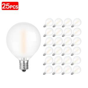 6PCS/10PCS/15PCS/25PCS LED Filament Garland Replace Bulb E12 G40 Frosted White 1W 2700K Backyard Outdoor String Light Replacement Bulb Decorative