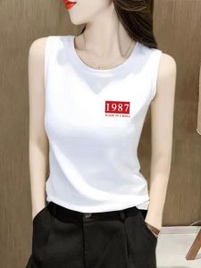 Pure Cotton Sleeveless Tank Top Womens Summer Outdoor Wear Loose Slimming White Strap Vest Casual Comfortable Cotton Shirt