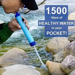 10000 Gallon Outdoor Personal Water Filter Ultra-Light 0.01 Micron 4-Stage Filter System Portable Water Purifier Survival Straw