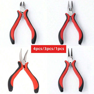 4pcs/3pcs/1pcs Iron Jewelry Pliers Tool Kit Includes Needle Round Wire Cutter And Curved Nose Pliers For Jewelry Beading Repair