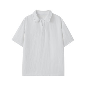 ZHUOCAN | Vintage Style Coffee Colored Linen Short Sleeve Polo Shirt