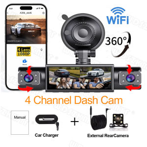 FHD 1080P 4/3 Channel Car Dash Cam WIFI Car Camera Recording for car 24H Parking Mode WiFi Video Recorder IR Night Vision