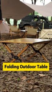 Three-year warranty Camping Table Foldable Solid Beech Wood Egg Roll Camping Table With Canvas Storage Bag Meja Lipat Serbaguna Murah Meja Camping Lipat 120CM Foldable Table Outdoor Table 户外露营蛋卷桌便携折叠桌
