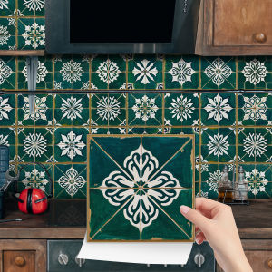 24pcs/set Wall Stickers Self-Adhesive Tile Decals Bohemia Style Decoration for Smooth Surfaces in Kitchen Bathroom Living Room