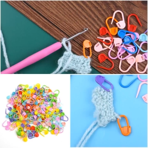 พลาสติกถักมาร์กเกอร์  หลากสี โครเชต์ คลิป 50ชิ้น DIY ล็อค เครื่องมือถักนิตติ้ง