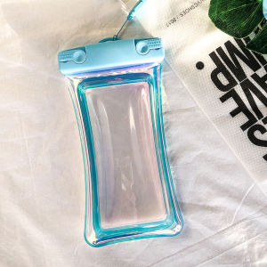 Colorful Light Inflatable Mobile Phone Waterproof Bag Touch Screen Transparent Sealed Multi-Color Floating Mobile Phone Universal Swimming Snorkeling Waterproof Cover