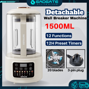 OSTMARS 1500ML Wall Breaker Machine 20 Blades Multifunctional Soundproof Cover Soymilk Maker Juicer Blender Heating Cooking Machine Breakfast Babyfood