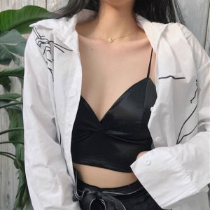 Black V-neck Strap Top Womens Spring Summer New Inner Wear Outer Wear Wrap Chest Pad Tube Top Base Shirt QBZNAHZ QBZ15643