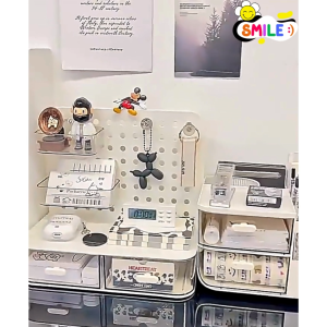 Smile😊 พร้อมส่ง💯 กล่องเก็บของโต๊ะงาน ที่เก็บของโต๊ะทำงาน ชั้นเก้บของโต๊ะทำงาน แต่งโต๊ะทำงาน ชั้นเก็บปากกา ชั้นเก็บเครื่องเขียน ชั้นวางเครื่องสำอางค์