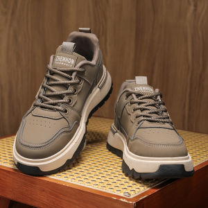 Waterproof Anti-slip Leather Surface Mens Shoes Autumn Winter Fashion Brand High Sensation Casual Board Shoes Sporty Style