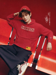 Champion | New Year Red Hooded Sweatshirt