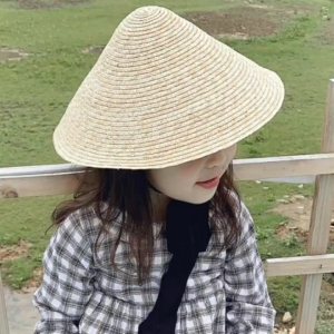 Nón cói trẻ em hình chóp siêu xinh – chất cói mềm nhẹ che nắng cực tốt có dây đeo chống tuột