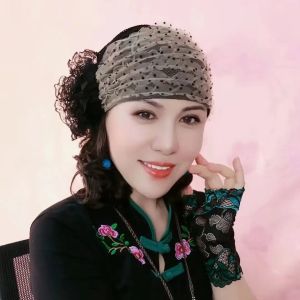 Lace Mesh Cover Gray Hair Toque Spring and Summer Plate Flower Breathable Elegance Western Style Hat Female New Style Hair Band Tam-O-Shanter