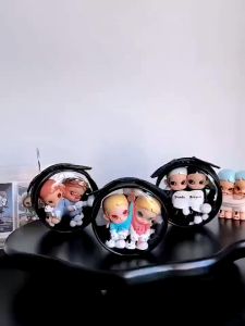 Baby threeถุงกันน้ำกลม labubu14cm กล่องใส่ art toy กล่องใส่popmart กระเป๋าเก็บของกันน้ำ PVC แบบใส กระเป๋าจี้