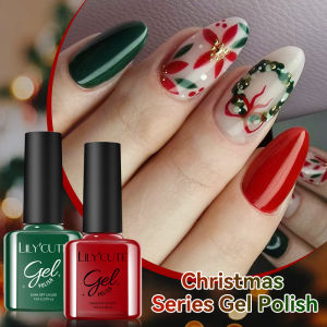 LILYCUTE 7ml Red Green Gel Nail Polish Christmas Series All For Manicure Semi Permanent Soak Off UV LED DIY New Year Nail Art