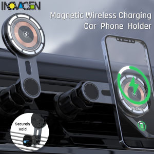 INOVAGEN 360° Rotation Car Phone MountMag-netic Car Air Vent Phone Holder with Wireless Charging SupportAdjustable Car Mount Charger