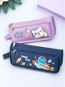 Large Capacity Canvas Pencil Case Boys School Supplies Organizer Simple Cartoon Cute Design Student Essential 2025 New Model