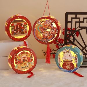 YESPERY New Year of the Dragon Festival Portable Lantern CNY Chinese Projection Lantern Children DIY Handmade Lanterns Contain Battery