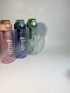 Botol Minum FLASH Transparan Tutup Flip Thumbler Warna Infuse Water Bottle Infuser Olahraga Flash