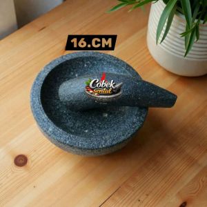 16cm Cobek Batu Asli Premium | Cobek Sambal Batu Alam Tebal Kuat Tahan Lama