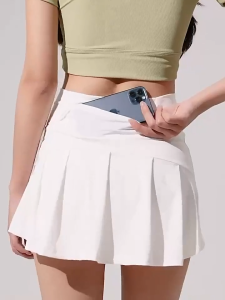 【Buy 1 Take 1】Women Sports Skirt High Waist Yoga Skirt with Pocket Tennis Running Fitness Quick Dry