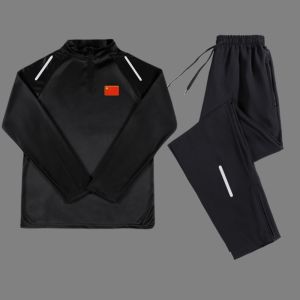 เสื้อผ้าฝึกซ้อมบาสเก็ตบอลสไตล์อเมริกันสีดำแบบบาง ชุดวิ่ง ชุดฝึกซ้อม แขนยาว กางเกงขายาว สำหรับผู้ชายและผู้หญิง