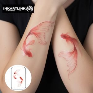 สติกเกอร์รอยสักชั่วคราว INKARTLINK กันน้ำ พิมพ์สีลายปลา อุปกรณ์งานปาร์ตี้ สติกเกอร์ DIY