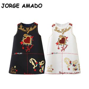 Girls Flower Princess Sundress Love Heart Print Fashion Spring Autumn Vest Dress Baby Clothing E80703