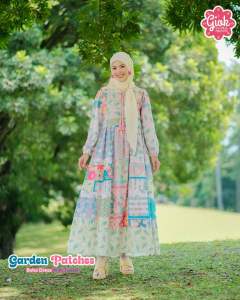 Garden Patches Boho Dress with Tassel By Giok all size Bahan Yarra printing gaun Premium cantik murah