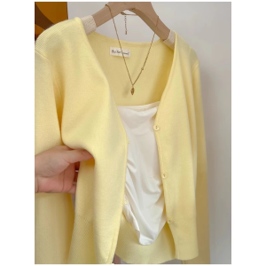 HUOLISI | Soft Yellow V-Neck Sun Protection Shirt Short Blouse