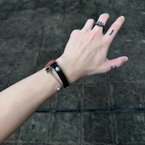 Couples Sweet Cool Dog Paw Print Bracelet Tassel Chain Bracelet Birthday Gift for Friends Mixed Material Fashion Jewelry