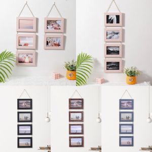 JIYAN2866 Decorative Wall Hanging Picture Frames 6 Inch Wood Grain Painting Frame Simple Wall-mounted Photo Frame Wall Decoration