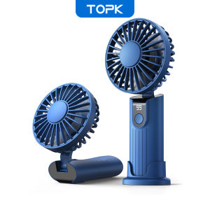TOPK 5000mAh Mini Portable Fan USB Rechargeable Hand held FanSmall Pocket Fan 3 speeds with Lanyard &BaseUSB Desk Fan Foldable