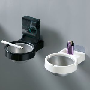 Windproof Stainless Steel Wall Mounted Ashtray - Minimalist Design for Home Office Indoor/Outdoor Use Smokeless Ashtray