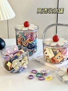 Large Capacity Hair Accessories Storage Box for Girls Hair Ties Clips Bands Rings Creative Organizer Box Floral  Style