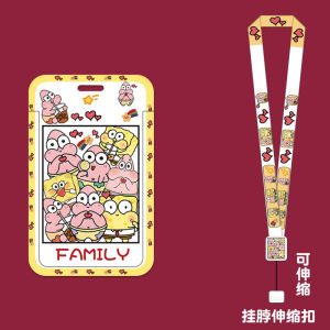 Protective Cover SpongeBob SquarePants School ID Card Holder Lanyard Buckle Nurse Work ID Card Case Retractable Clip Business Card Sleeve