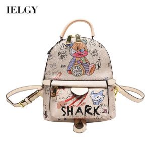 IELGY All-match graffiti bear print backpack cute casual multi-purpose women