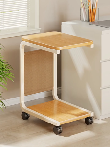Side table C-shaped Tea Coffee Table with wheels Movable Small Table Bedside Table Computer Desk