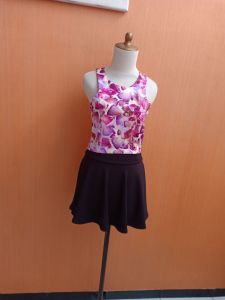 atasan crop top wanita motif bunga pink LOVE TOPPING cewek S kutung M cute blouse