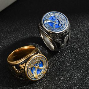【OGDA】 Silver Gold Ate Eagles Fraternal Rings for Men Stainless Steel Round TFOE-PE Couple Size 7-13 Eagle Kuya Bull Mens Fashion Ring Deoetpatria Original Sale A59-1