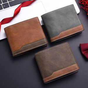 New PU Leather Mens Short Wallet Two Fold Design Black/Coffee Retro Style Coin Purse with ID Card Holder Suitable for Men