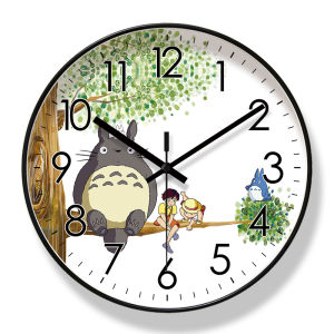 Creative Childrens Room Decorative Wall Clocks Quiet Bedroom Cartoon Squirrel Digital Clock Modern Simple Style Plastic round Clock