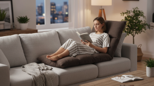 BITUO โซฟาญี่ปุ่นเอนนอน แบบพกพา พับได้ เบาะหนา ขนาด 50*105*10cm สีน้ำตาล