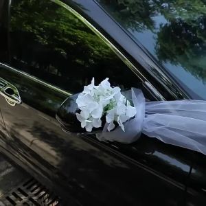 White Purple Hydrangea Wedding Car Hood Flower Tulle Main Bridal Car Decoration Just Married Head Car Floral Married Ornament