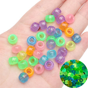 100pcs 9x6mm Acrylic Luminous Beads Glow In The Dark Loose Spacer Beads for DIY Jewelry Making Handmade Crafts Accessories